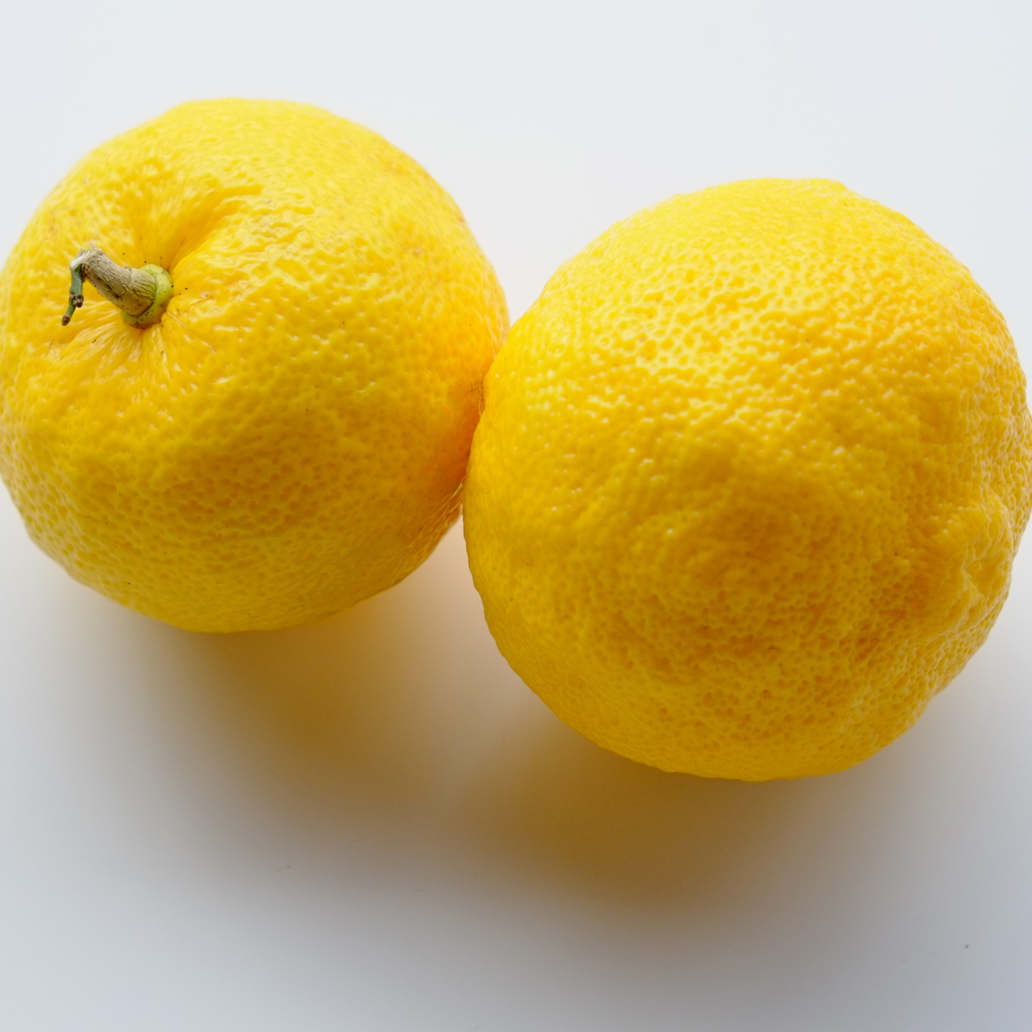 Two lemons on a white background