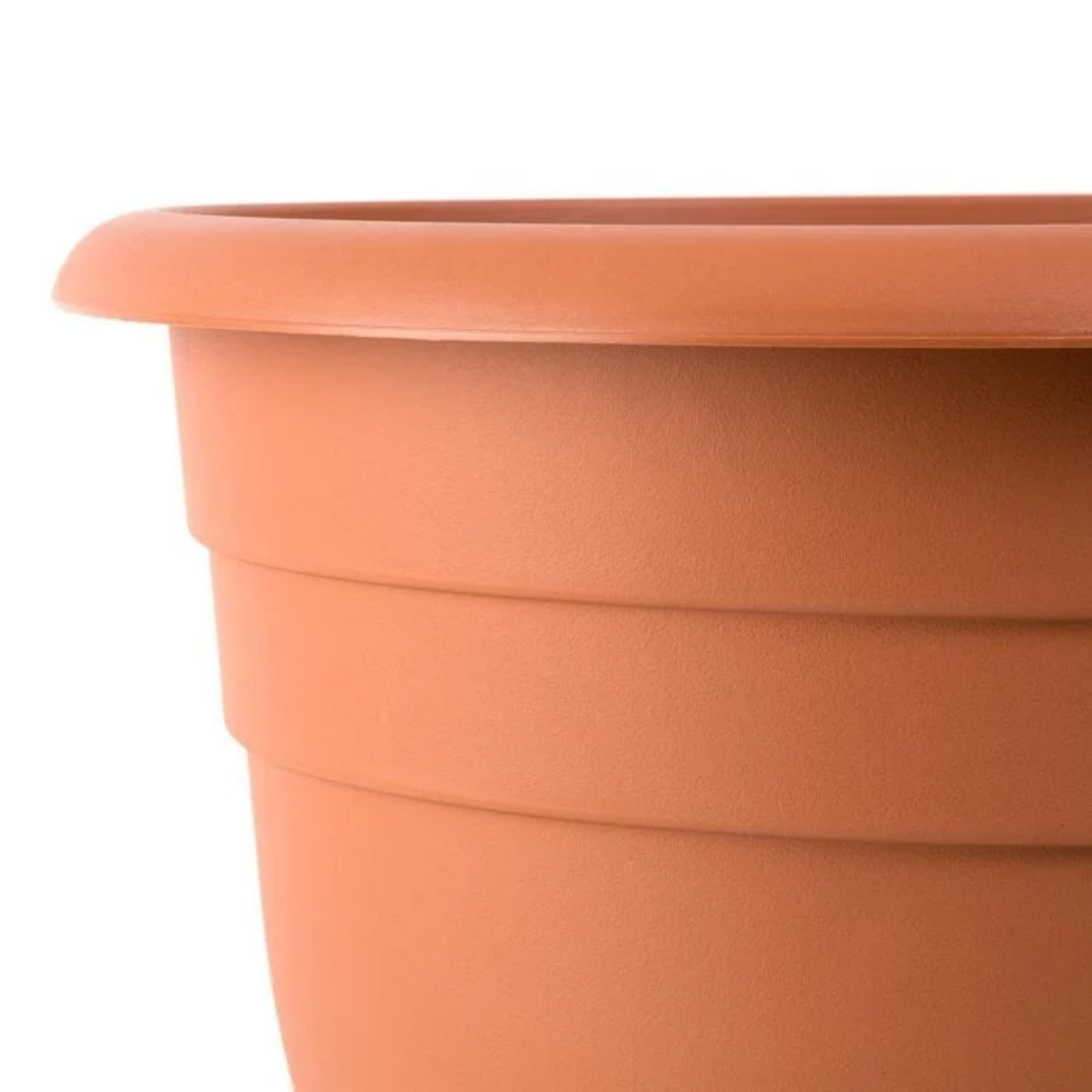 Terracotta-colored pot on a white background